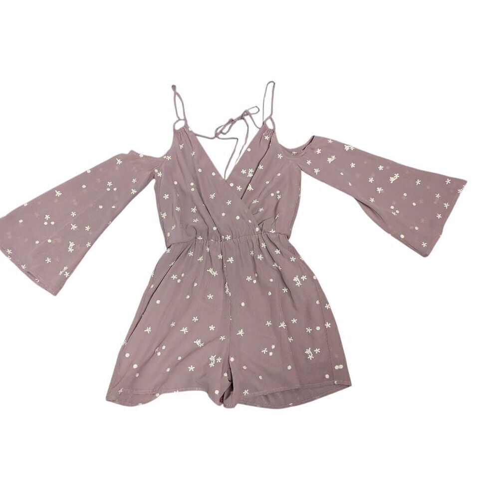 4Si3NNA mauve embroidered stars romper Small